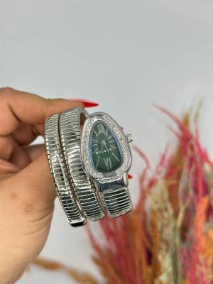 Bvlgari Gümüş Yeşil Kadran Yılan Saat S619 
