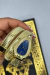 Bvlgari Gold- Mavi Kadran Taşlı Yılan Saat S404 Gold