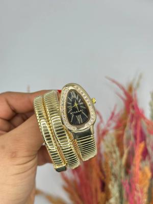 Bvlgari Gold Siyah Kadran Yılan Saat S616 Gold
