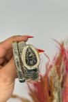 Bvlgari Gold -Gümüş Siyah Kadran Yılan Saat S620 
