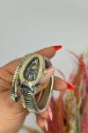 Bvlgari Gold -Gümüş Siyah Kadran Yılan Saat S620 