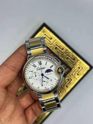 Cartier Gold Gümüş Çelik Kordon Erkek Kol Saati S544