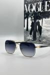 Cartier Gold Çerçeve Siyah Cam Erkek Güneş Gözlüğü G1392-ILY Siyah