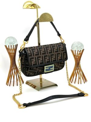 Fendi Baguette Handbag Koyu Kahve-Siyah Kadın Çanta VLT317