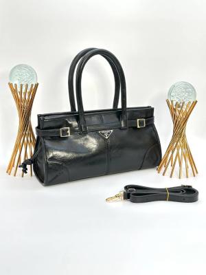 PRADA ANAMEL TRİANGLE LOGO TOTE BAG BLACK Siyah