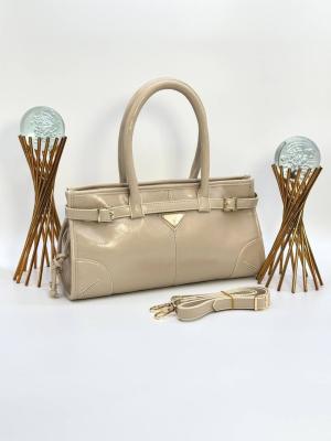 PRADA ANAMEL TRİANGLE LOGO TOTE BAG BEJ Bej