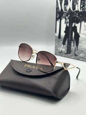 Prada Metal Kasa Kahve Cam Unisex Güneş Gözlüğü G1374-ILY Siyah