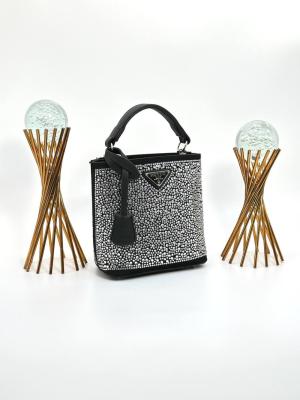 PRADA PANİER CRYSTAL SATİN BAG NEW MODEL BLACK Siyah