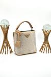 PRADA PANİER CRYSTAL SATİN BAG NEW MODEL BROWN Kahverengi