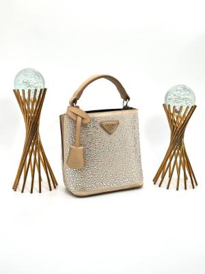 PRADA PANİER CRYSTAL SATİN BAG NEW MODEL BROWN Kahverengi