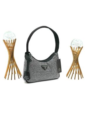 PRADA WİTH CRYSTALS MİNİ BAG BLACK-W Siyah