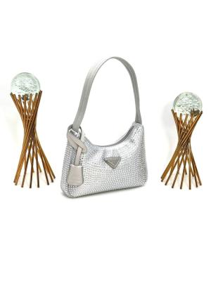 PRADA WİTH CRYSTALS MİNİ BAG SİLVER Gri
