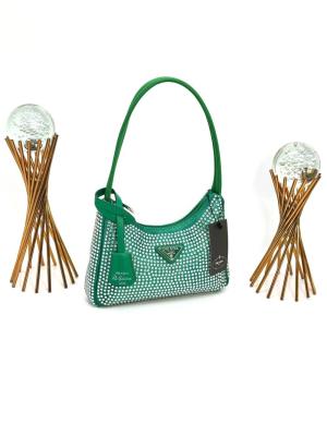 PRADA WİTH CRYSTALS MİNİ BAG GREEN Yeşil