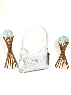 PRADA WİTH CRYSTALS MİNİ BAG WHİTE Beyaz