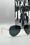 Rayban Damla Siyah Cam Gold Çerçeve Erkek Güneş Gözlüğü G1342 Siyah