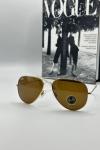 Rayban Damla Kahverengi Cam Gold Çerçeve Erkek Güneş Gözlüğü G1343 Kahverengi