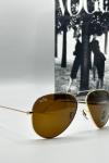 Rayban Damla Kahverengi Cam Gold Çerçeve Erkek Güneş Gözlüğü G1343 Kahverengi