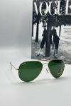 Rayban Damla Yeşil Cam Gold Çerçeve Erkek Güneş Gözlüğü G1339 Siyah