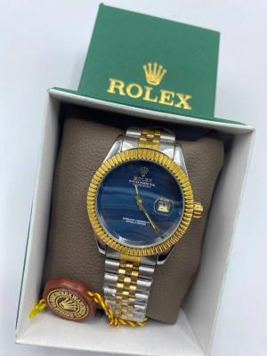 Rolex Gold-Gümüş Mavi Kadran Erkek Kol Saati S639 