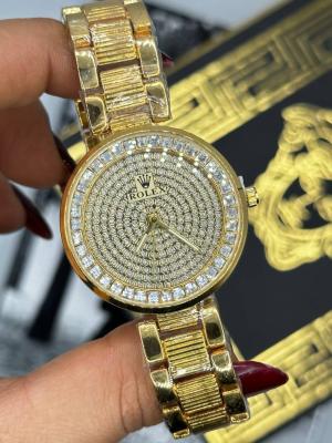 Rolex Gold Taşlı Kadın Saat S487 Gold