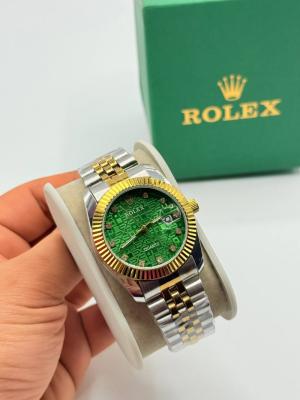 Rolex Gold-Gümüş Yeşil Kadran Kadın Saat | S609-VLL