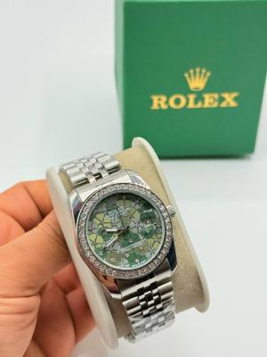 Rolex Gümüş Yeşil Kadran Kadın Saat | S721-VLL