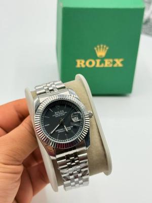 Rolex Siyah Kadran Gümüş Kadın Saat | S725-VLL