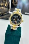 Rolex Taşlı Gold- Gümüş İçi Siyah Kadın Saat S361 